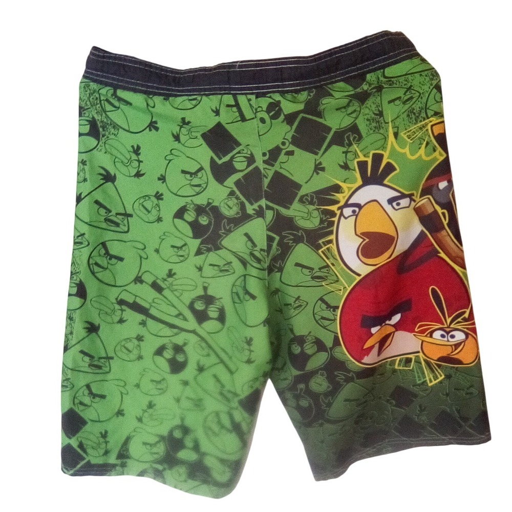 Angry‎ Birds Boys Swim Trunks Board Shorts Green Size 14/16